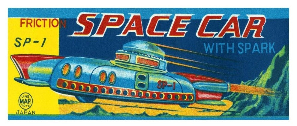 "SP-1 Friction Space Car" Digital Paper Print by Retrotrans, 32"x14"