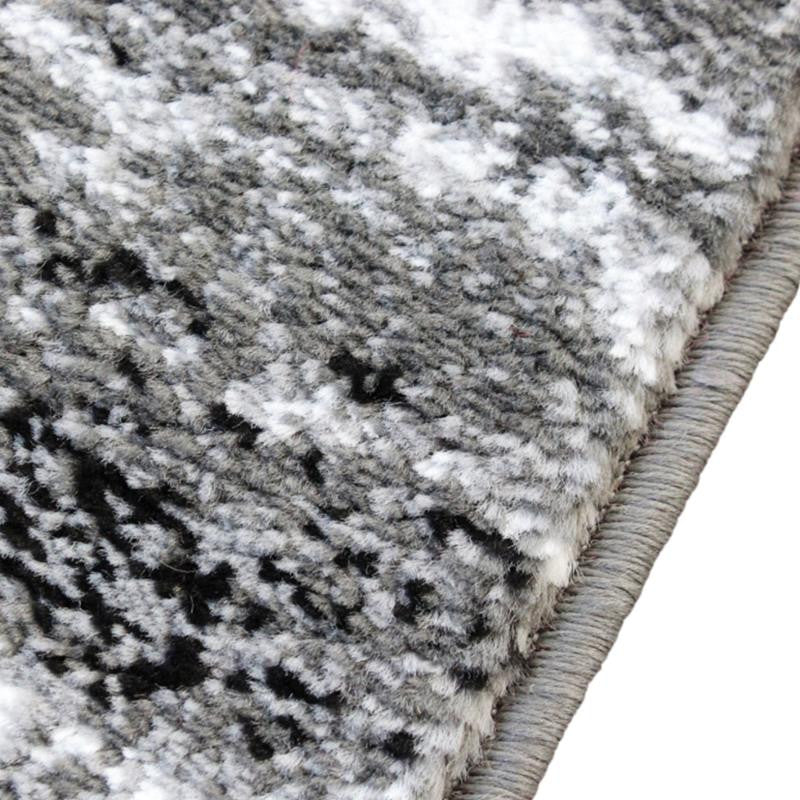 Marian Collection Distressed Olefin Area Rug with Jute Backing, Grey, 2' X 11'