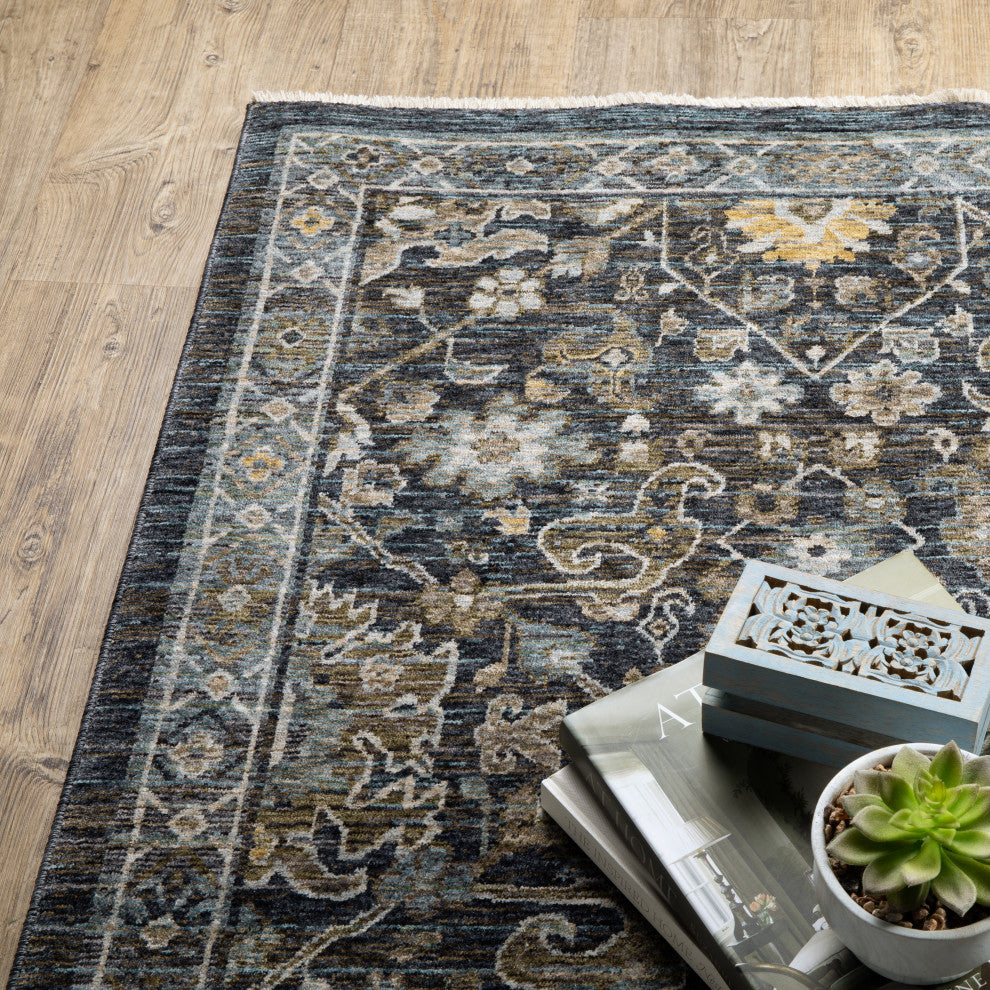 Augustus Inspirations Blue/ Light Blue Indoor Area Rug, Blue, 2'3"x7'6"