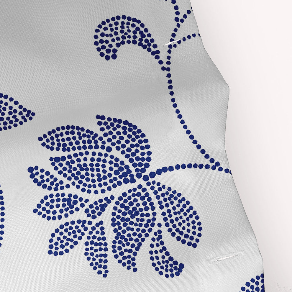 70"Wx73"L Traditional Floral Shower Curtain, Porcelain Blue