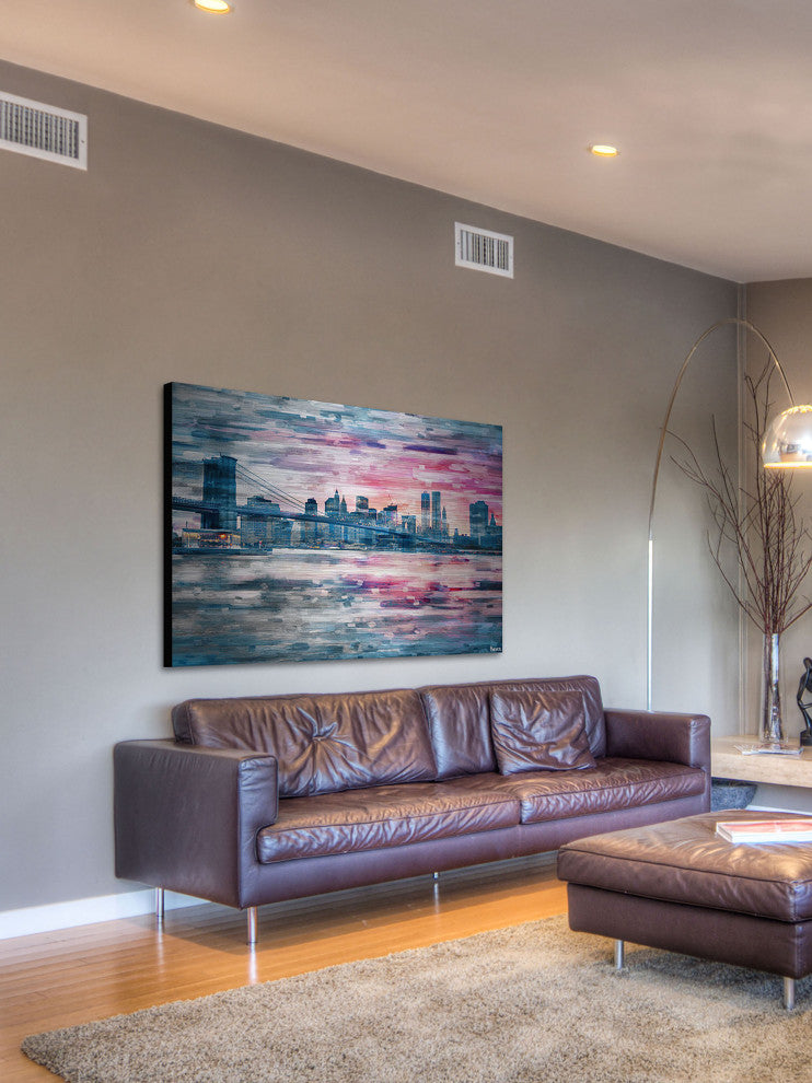 "Bridge at Dusk" Print on Brushed Aluminum, 36"x24"
