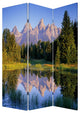 HomeRoots 1" x 48" x 72" Multi Color Wood Canvas Mountain Peaks Screen