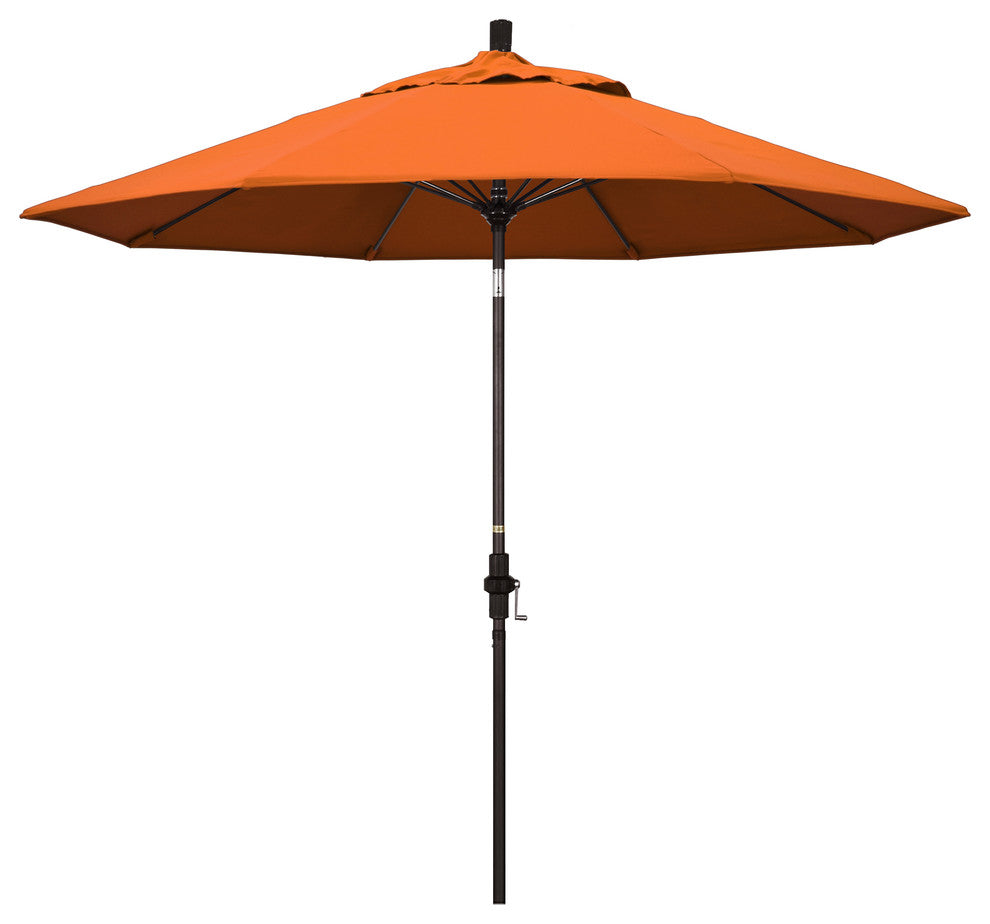 9' Bronze Collar Tilt Lift Fiberglass Rib Aluminum Umbrella, Sunbrella, Tuscan