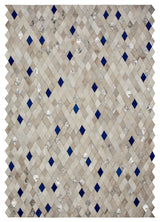 Cowhide Patchwork Rug, Demeter, Sapphiere, 6'x9'