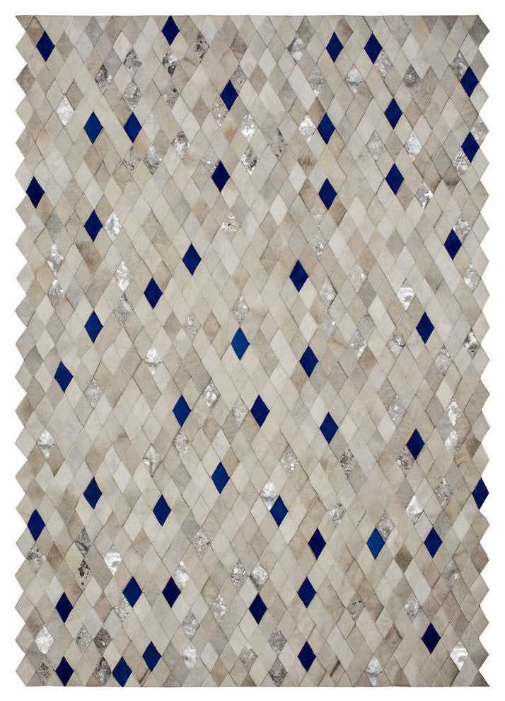 Cowhide Patchwork Rug, Demeter, Sapphiere, 6'x9'