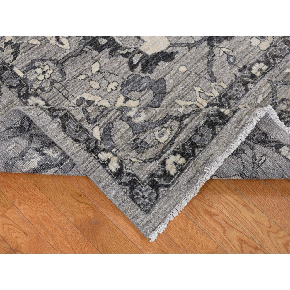 Gray Natural Colors Peshawar With Mahal Design Wool Hand Knotted Rug 9'1"x12'6"