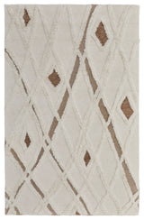 Weave & Wander Elika Moroccan Hand Tufted Wool Area Rug, Ivory/Brown, 10'x14'