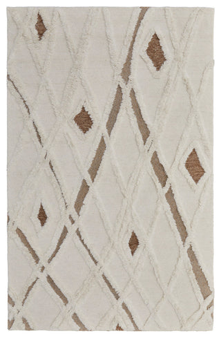 Weave & Wander Elika Moroccan Hand Tufted Wool Area Rug, Ivory/Brown, 10'x14'