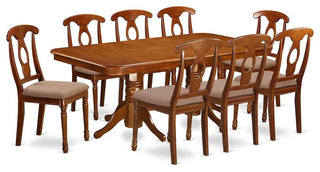 9-Piece Dining Room Set, Rectangular Table With Leaf and 8 Kitchen Chairs