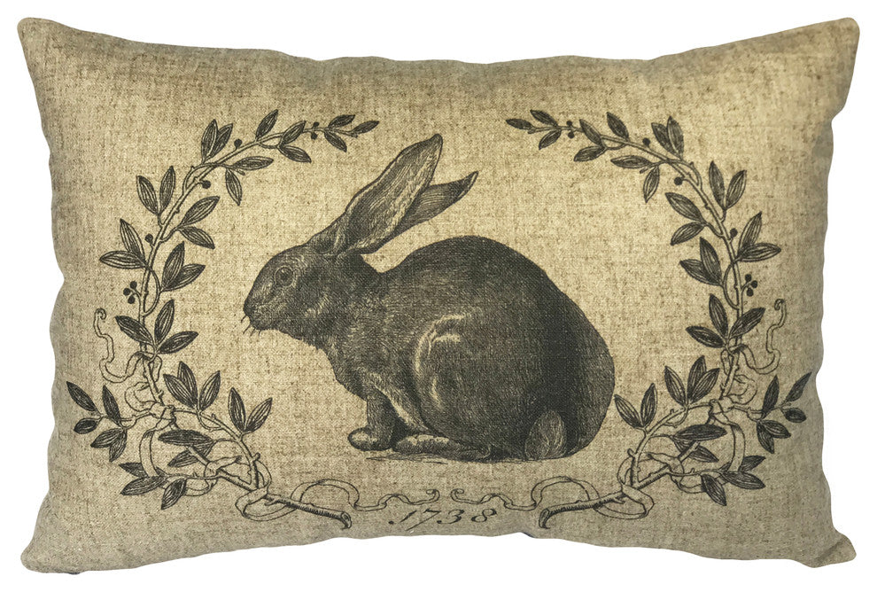 French Rabbit Linen Pillow