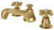 Classic Widespread Deck Mount Lavatory Faucets, Satin Gold With Pop-Up Drain