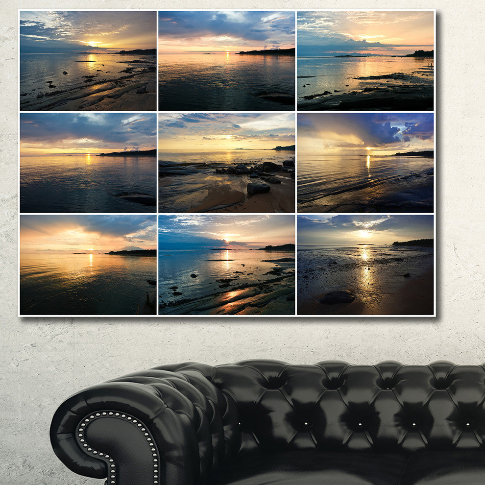 Sea Sunset Collage, Landscape Canvas Art Print, 40"x30"
