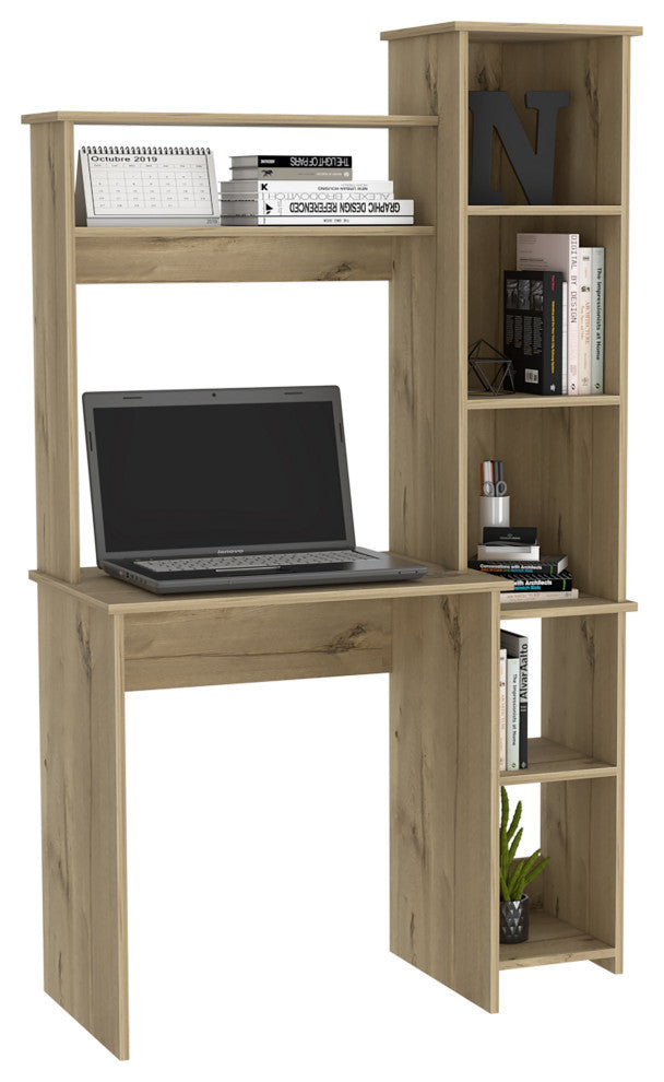 Nashville Desk, With 6 Shelves, Light Oak