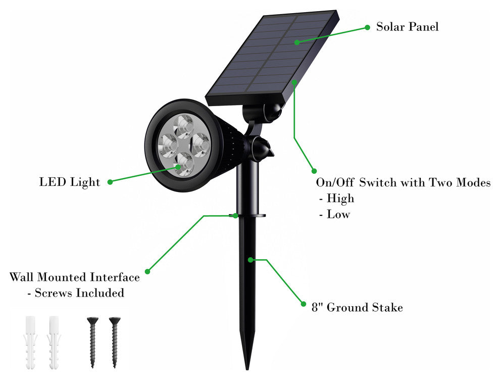 Solar Powered Outdoor Spotlights, Set of 2 Lights by Pure Garden