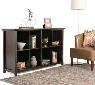 Amherst Solid Wood 8 Cube Storage Sofa Table, Hickory Brown