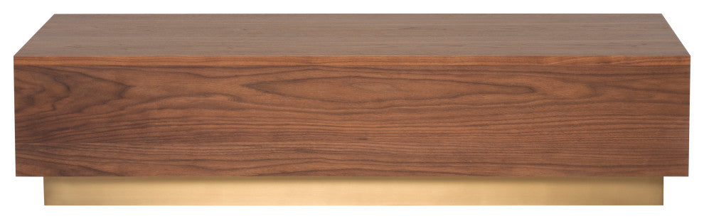 Jakoby Coffee Table in Walnut and Gold Stainless Steel