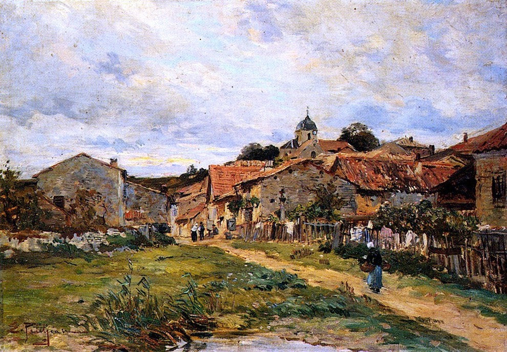 Edmond Marie Petitjean The Village Road, 18"x27" Wall Decal