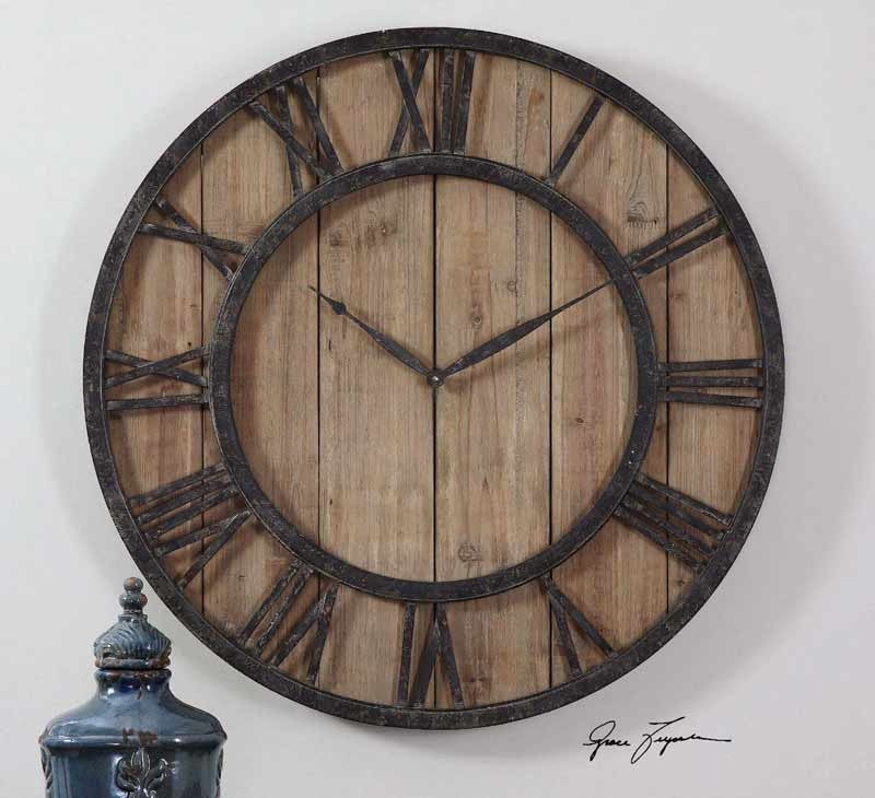 Uttermost Powell 30 Round Wooden Wall Clock