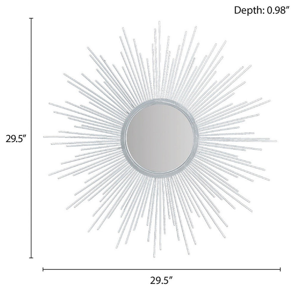 Madison Park Fiore Sunburst Wall Decor Mirror 29.5"D, Silver, Large