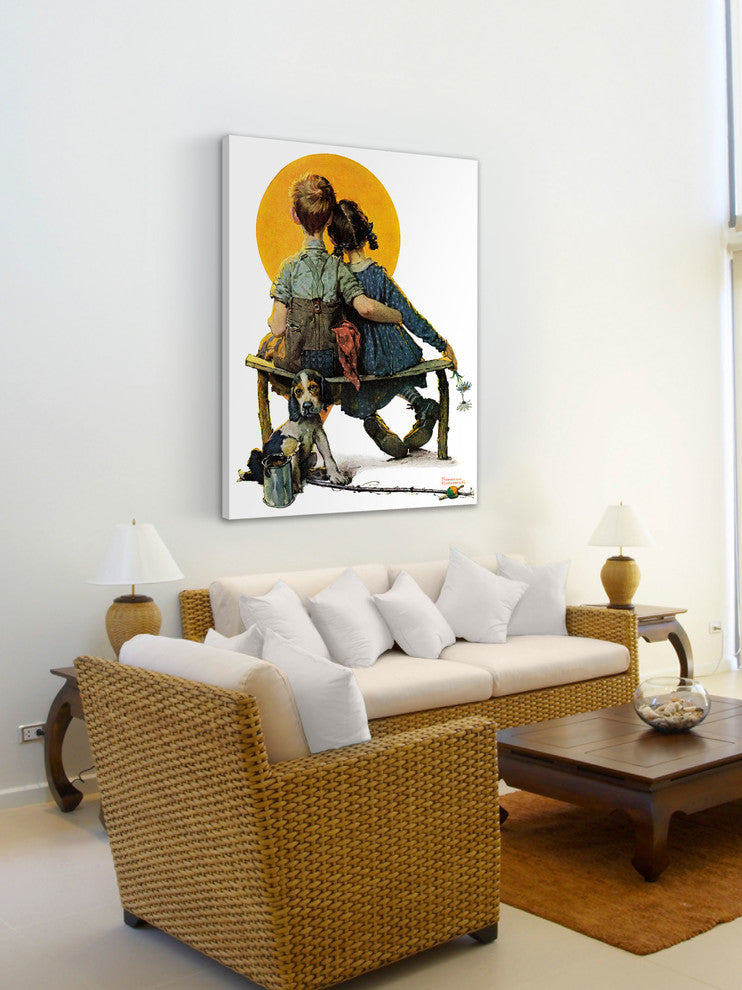"Sunset" Painting Print on Canvas by Norman Rockwell