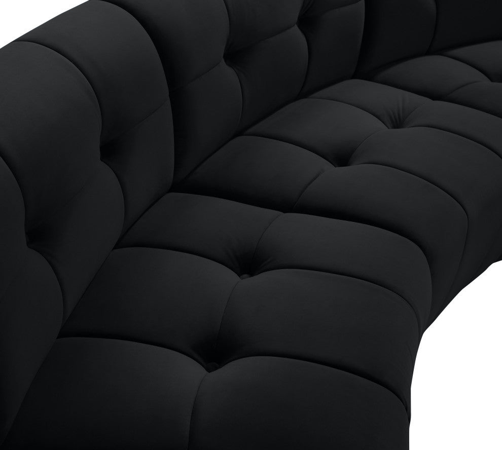 Limitless Velvet Upholstered 2-Piece Modular Sectional, Black