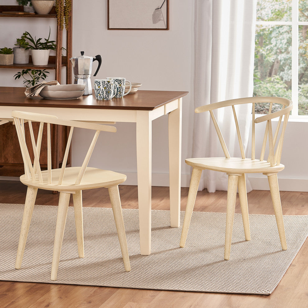 GDF Studio Bramote Countryside Rounded Back Spindle Dining Chairs, Set of 2
