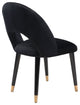 Side Dining Chair, Set of 2, Fabric, Wood, Black, Gold, Bar Kitchen Cafe Bistro