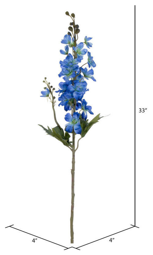 Vickerman 33" Artificial Blue Larkspur Spray. 3 Stems, A Bag.
