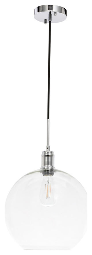 Living District Emett 1-Light Metal Pendant in Chrome and Clear Glass Finish