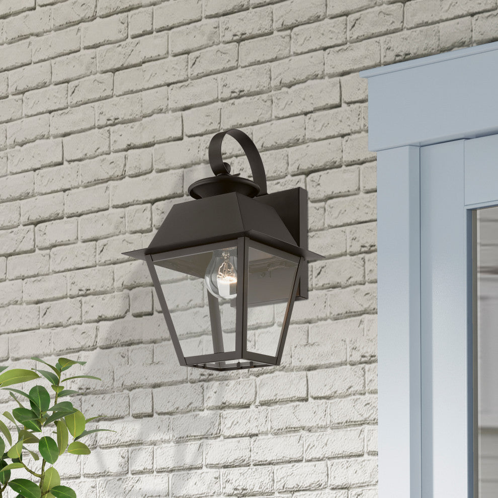 Wentworth 1 Light Bronze/Antique Brass Finish Cluster Outdoor Small Wall Lantern