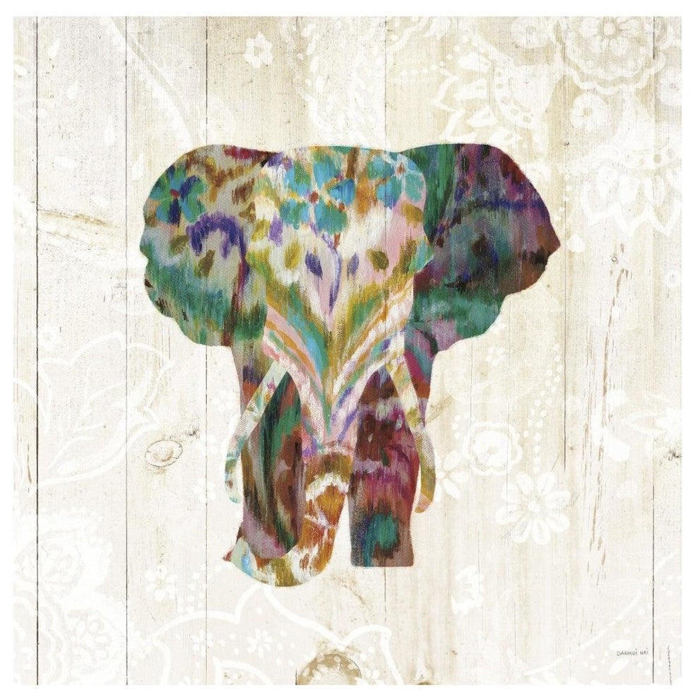 "Boho Paisley Elephant III" Digital Paper Print by Danhui Nai, 32"x32"