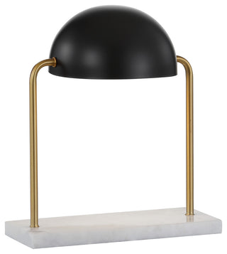 Porter 13.5" Dome Lamp With Marble Base, Brass Gold and Black