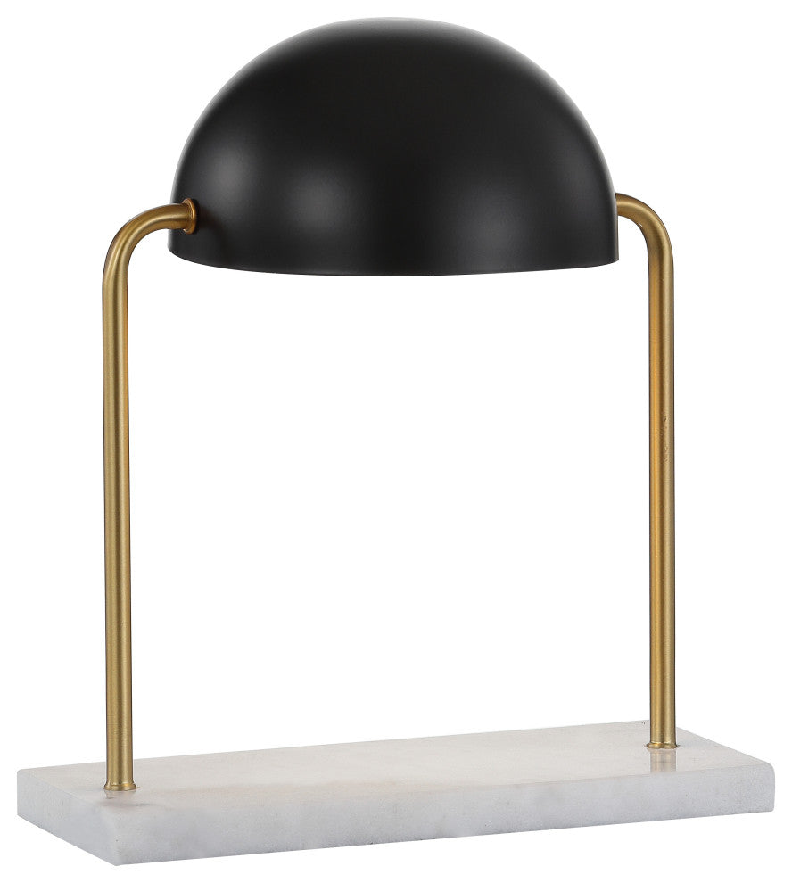Porter 13.5" Dome Lamp With Marble Base, Brass Gold and Black