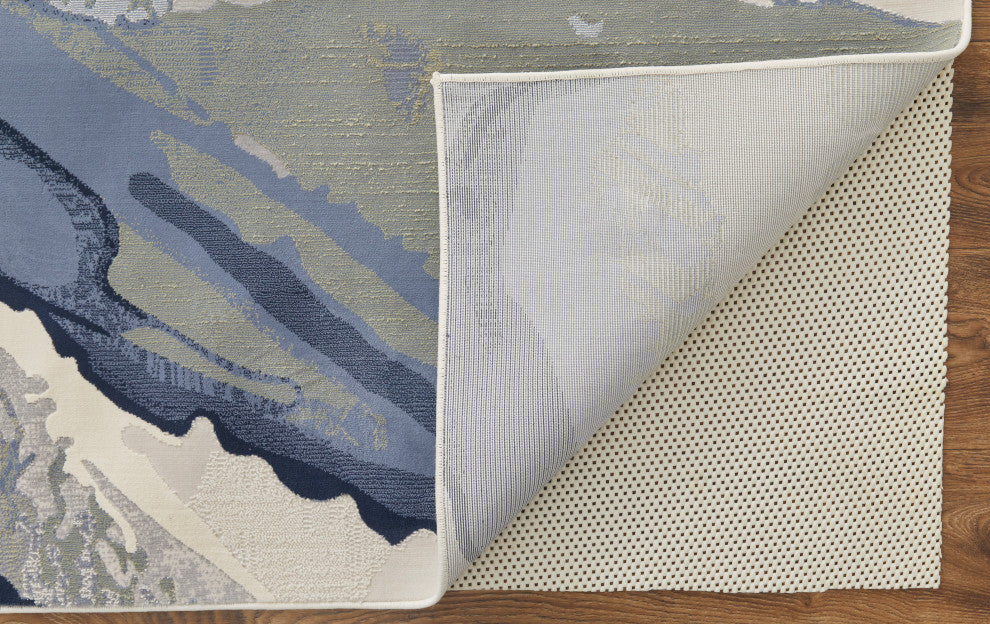 Takara Modern Abstract, Blue/Gray/Ivory, 9'x12' Area Rug