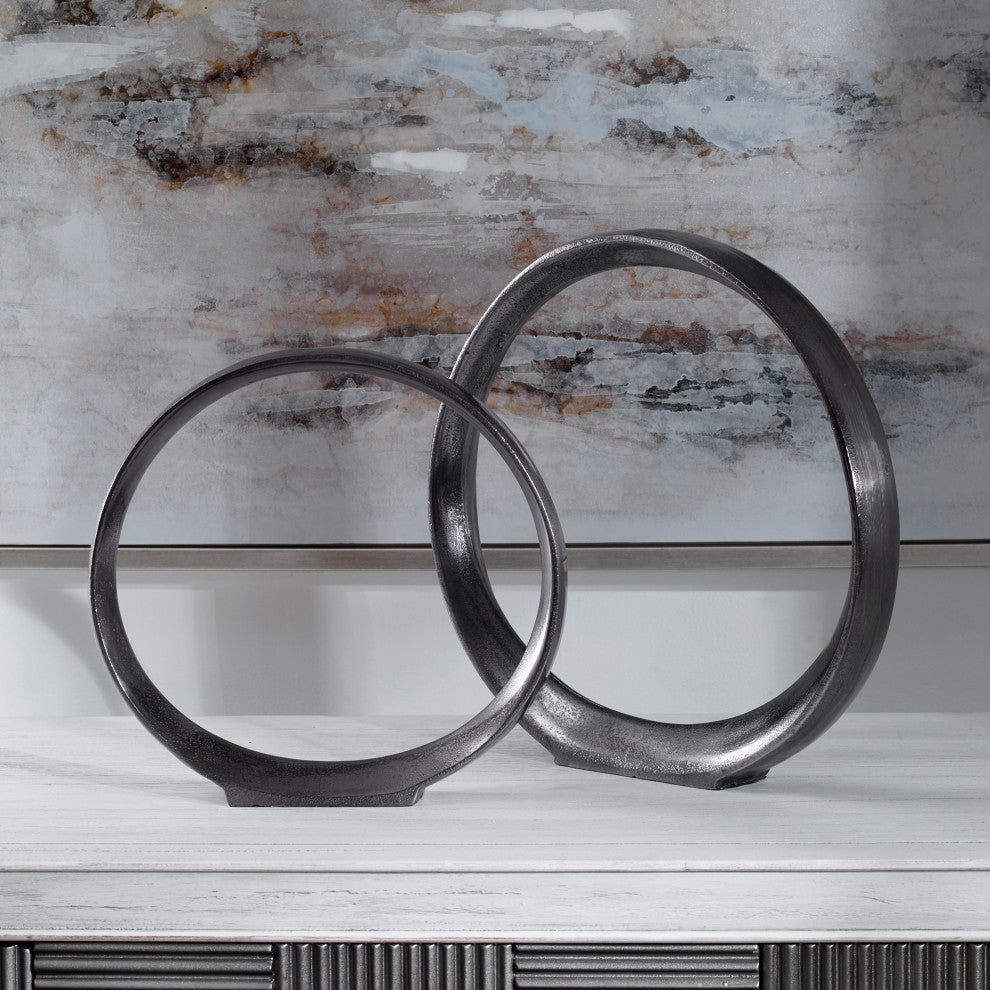 Uttermost Orbits Black Ring Sculptures, 2-Piece Set