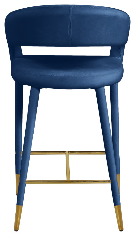 Destiny Counter Stool, Navy, Velvet