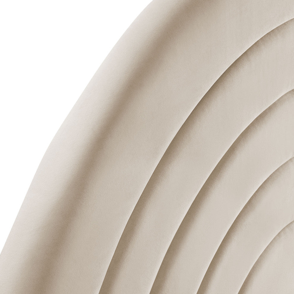 Solana Arched Performance Velvet Queen Headboard, Almond