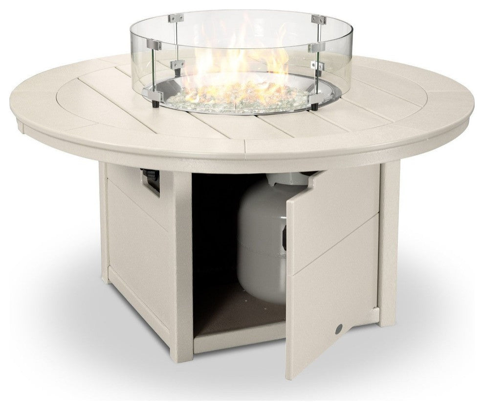 Polywood Round 48" Fire Pit Table, Sand