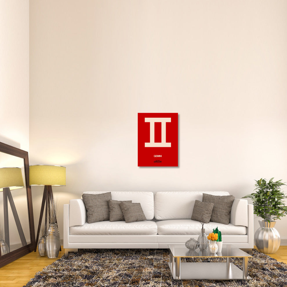 "Gemini Zodiac Sign White on Red" Fine Art Print