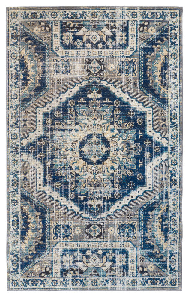 Weave & Wander Kezia Rug, Classic Blue/Opal Gray, 7ft-9in x 10ft-6in