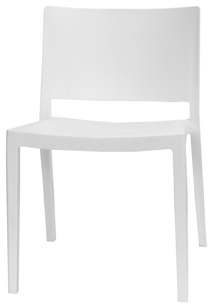 Mod Made Elio Modern Plastic Dining Side Chair, Set of 2, White