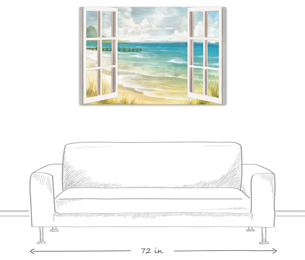 Open Windows to Beach Paradise 32x48 Canvas Wall Art
