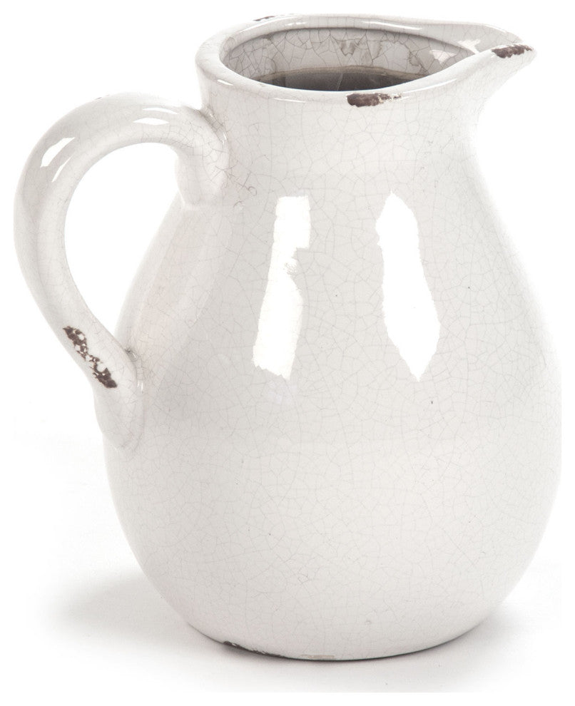 Distressed Crackle Pitcher - Distressed Crackle White, Large
