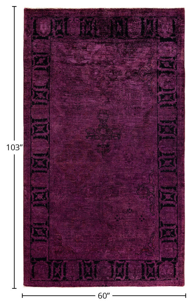 Vibrance, One-of-a-Kind Hand-Knotted Area Rug Purple, 5'0"x8'7"