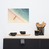 Yellow Canoe & Blue Sea with Soft Violet Effect Landscape Photo Loose Art Print, 12" X 18"