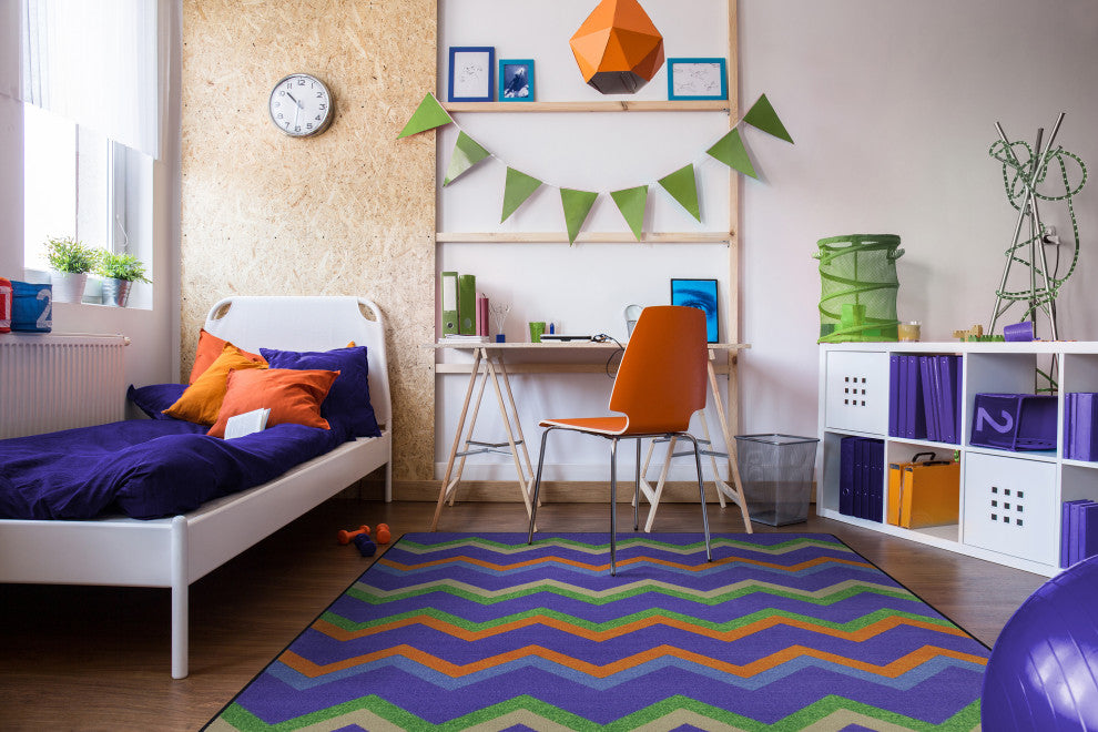 Kid Essentials Rug, Sonic, Violet, 7'8"x10'9"