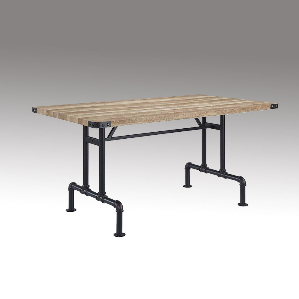 Rectangular Dining Table, Oak and Sandy Black Finish