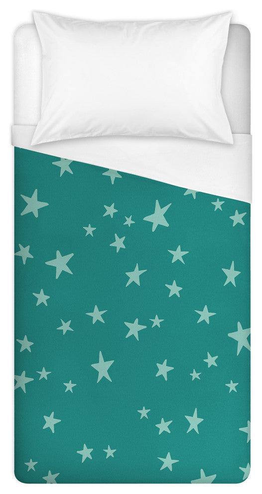 Green Star Pattern Twin Brushed Poly Duvet Cover