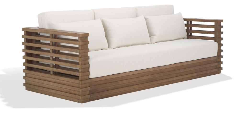 Safavieh Couture Indoor-Outdoor Tortuga Patio Sofa, Natural/White