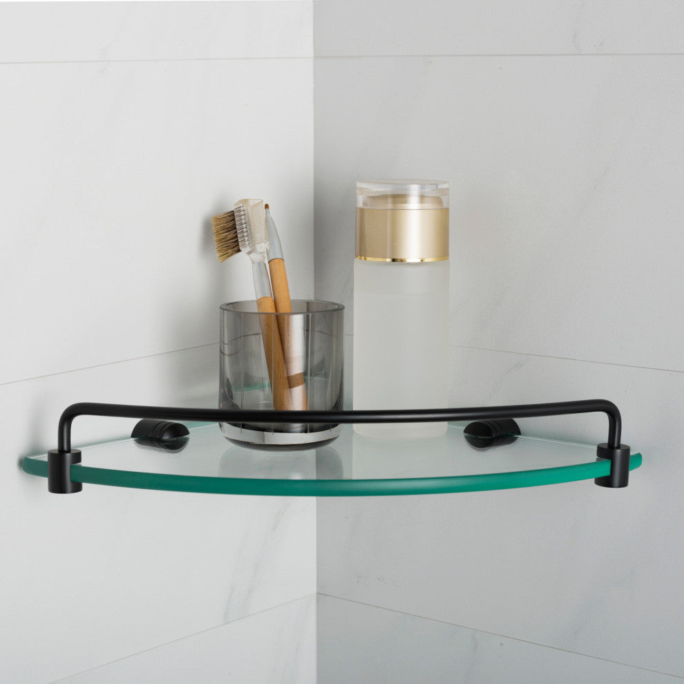 Elie Bathroom Corner Shelf, Matte Black